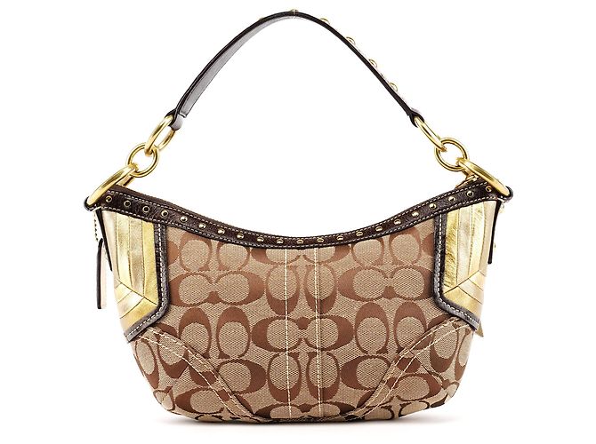 Coach 6424 Borsa a tracolla hobo borchiata Signature Beige Brown - vista 3