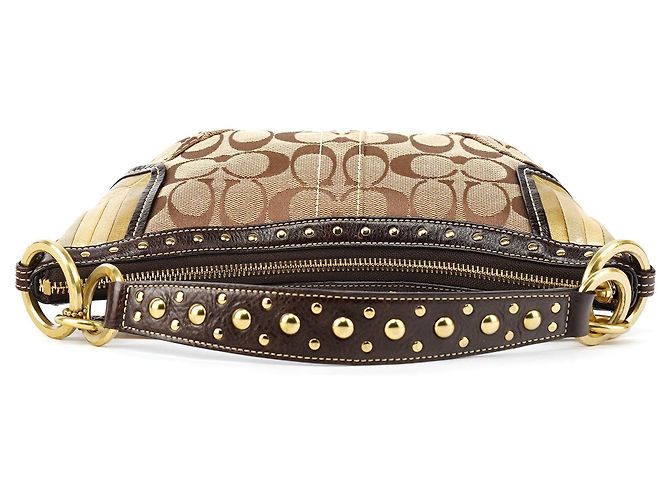 Coach 6424 Borsa a tracolla hobo borchiata Signature Beige Brown - vista 4