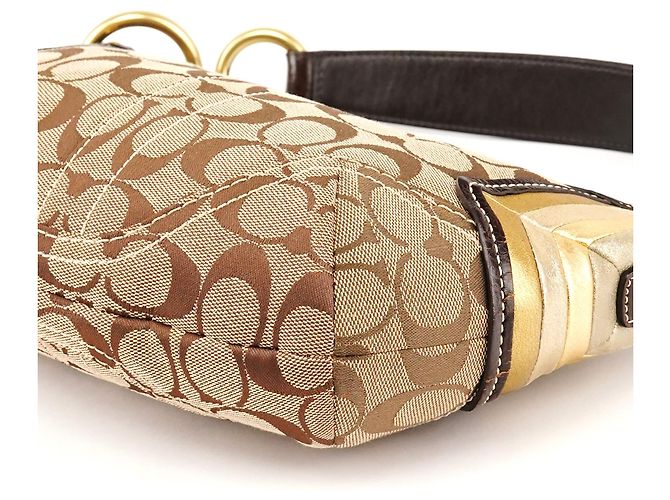 Coach 6424 Borsa a tracolla hobo borchiata Signature Beige Brown - vista 8