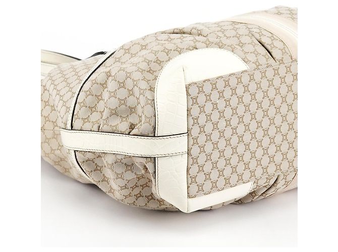 Céline Borsa Tote in pelle Macadam Beige White - vista 10