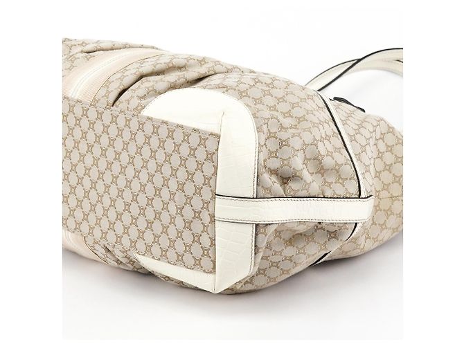 Céline Borsa Tote in pelle Macadam Beige White - vista 11