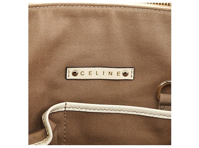 Céline Borsa Tote in pelle Macadam Beige White - vista 13