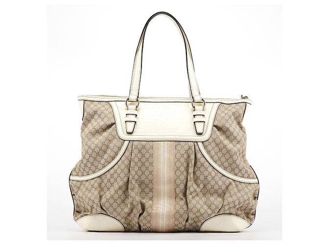 Céline Borsa Tote in pelle Macadam Beige White - vista 3