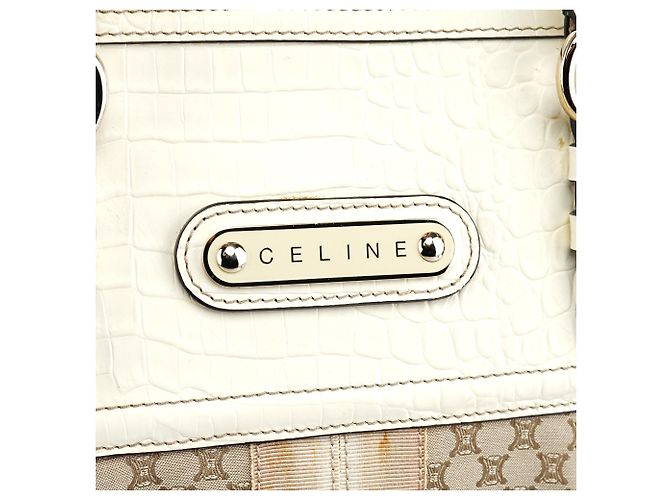 Céline Borsa Tote in pelle Macadam Beige White - vista 6