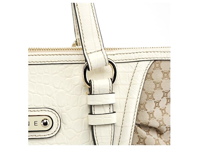 Céline Borsa Tote in pelle Macadam Beige White - vista 7