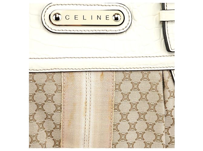 Céline Borsa Tote in pelle Macadam Beige White - vista 8