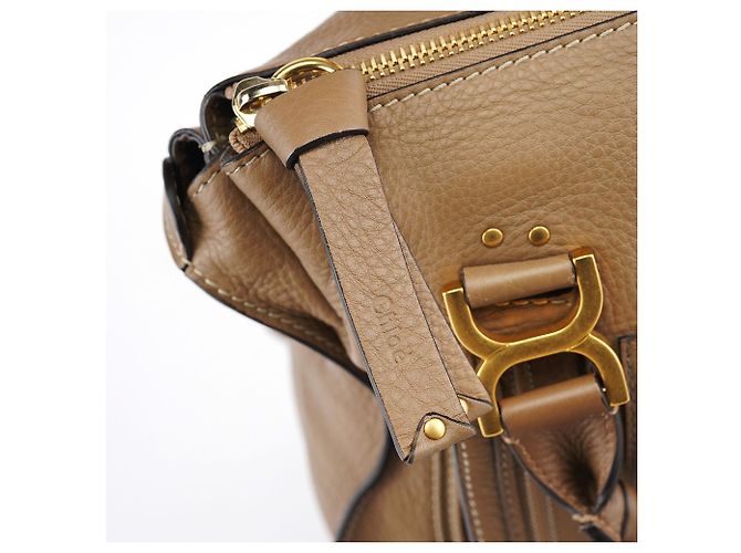 Chloé Borsa a tracolla Marcie grande in pelle marrone chiaro - vista 10
