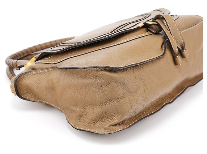 Chloé Borsa a tracolla Marcie grande in pelle marrone chiaro - vista 13