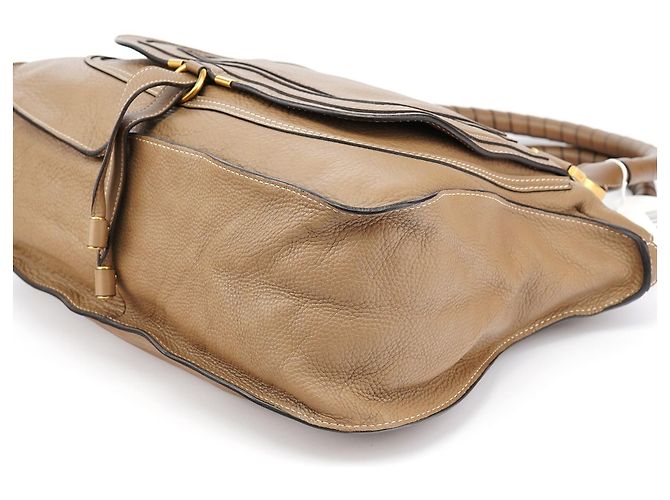 Chloé Borsa a tracolla Marcie grande in pelle marrone chiaro - vista 14