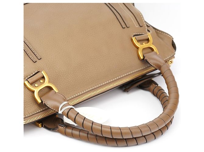Chloé Borsa a tracolla Marcie grande in pelle marrone chiaro - vista 15