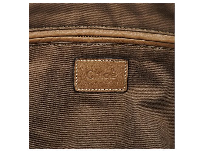 Chloé Borsa a tracolla Marcie grande in pelle marrone chiaro - vista 17