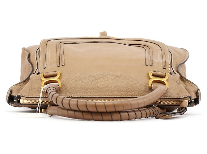 Chloé Borsa a tracolla Marcie grande in pelle marrone chiaro - vista 4
