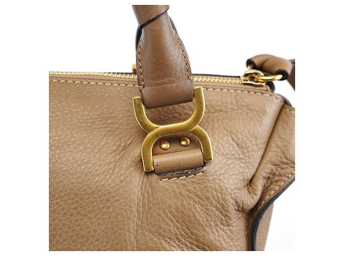 Chloé Borsa a tracolla Marcie grande in pelle marrone chiaro - vista 7
