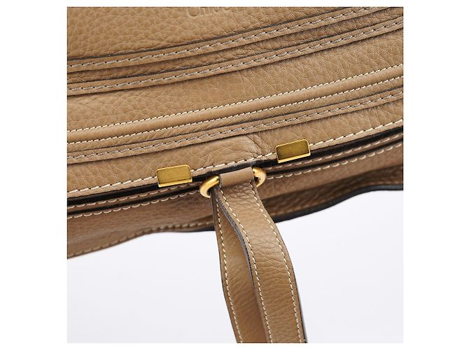 Chloé Borsa a tracolla Marcie grande in pelle marrone chiaro - vista 8