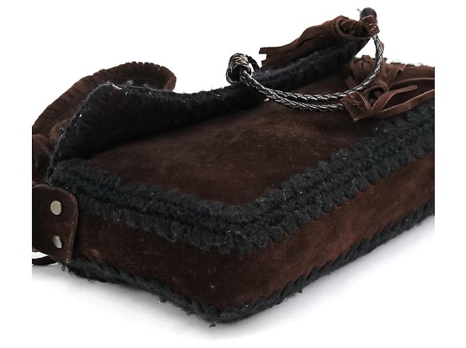 Dolce & Gabbana Borsa a tracolla in pelle scamosciata intrecciata marrone - vista 10