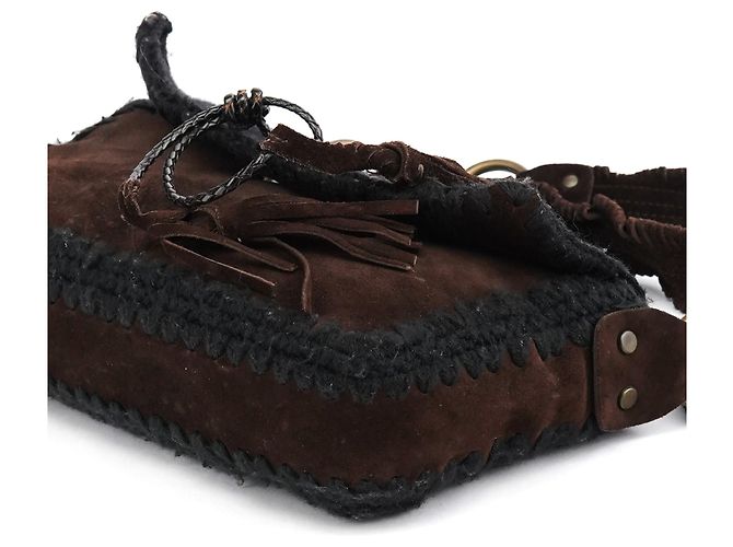 Dolce & Gabbana Borsa a tracolla in pelle scamosciata intrecciata marrone - vista 11