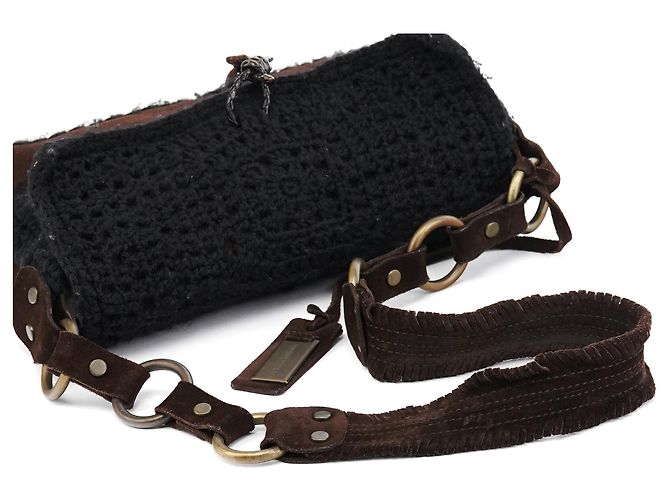 Dolce & Gabbana Borsa a tracolla in pelle scamosciata intrecciata marrone - vista 12