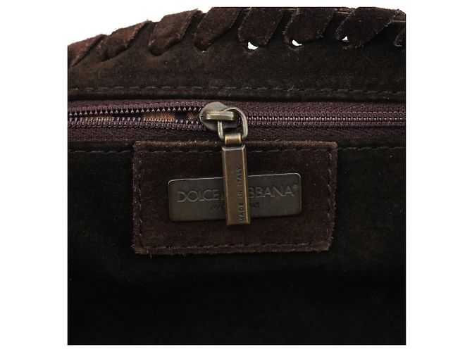 Dolce & Gabbana Borsa a tracolla in pelle scamosciata intrecciata marrone - vista 15