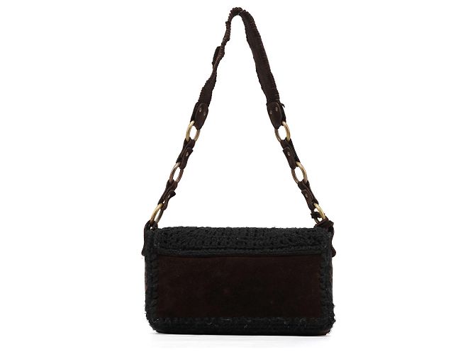 Dolce & Gabbana Borsa a tracolla in pelle scamosciata intrecciata marrone - vista 3