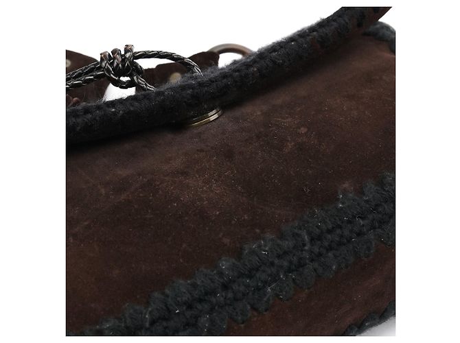 Dolce & Gabbana Borsa a tracolla in pelle scamosciata intrecciata marrone - vista 9