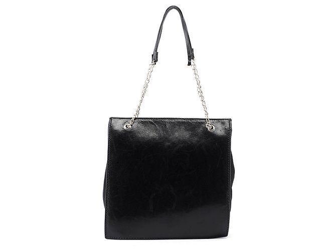 Prada Borsa Tote in nylon e pelle di vitello nera con catena - vista 3