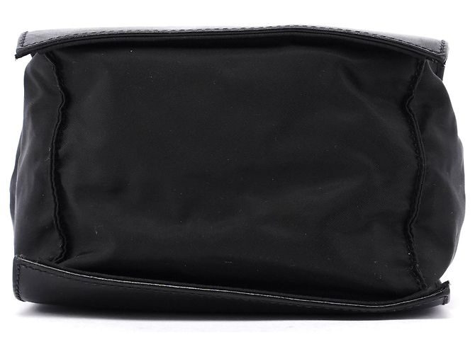 Prada Borsa Tote in nylon e pelle di vitello nera con catena - vista 5