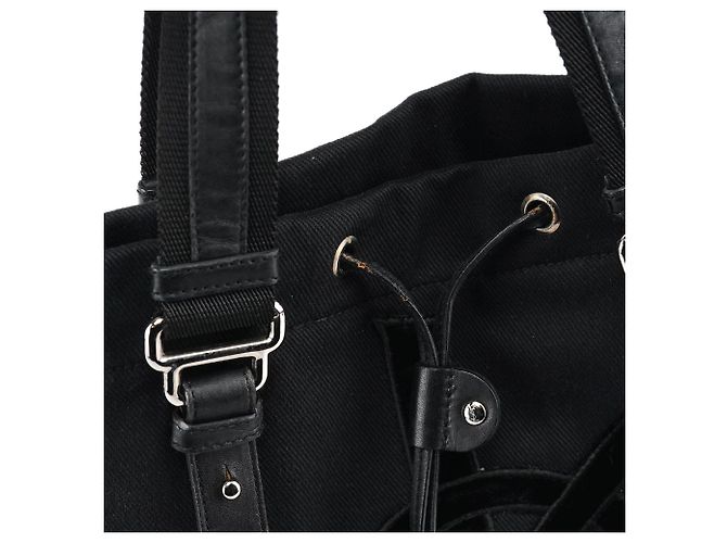 Yves Saint Laurent Borsa Tote YSL 123435 in tela e velluto nero - vista 10