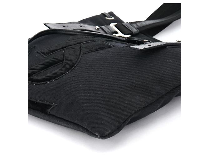 Yves Saint Laurent Borsa Tote YSL 123435 in tela e velluto nero - vista 12