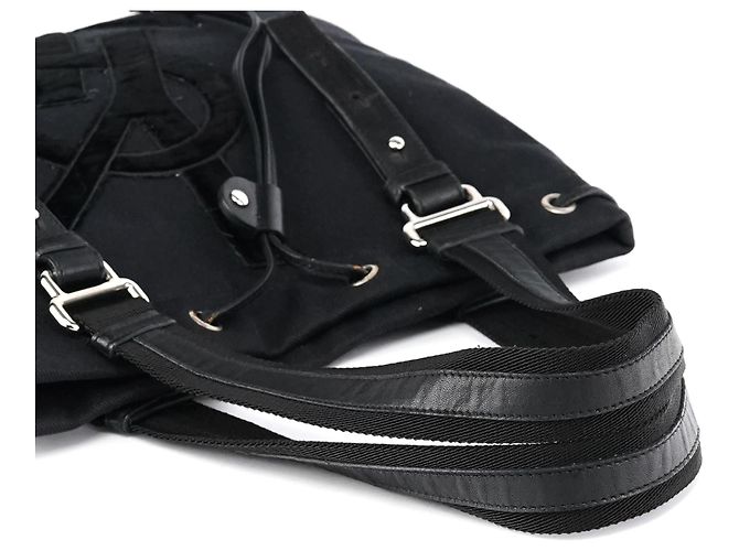 Yves Saint Laurent Borsa Tote YSL 123435 in tela e velluto nero - vista 13