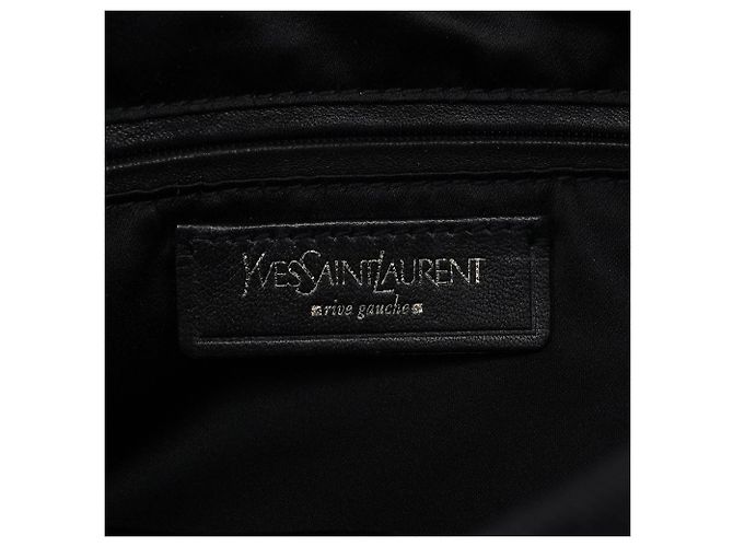 Yves Saint Laurent Borsa Tote YSL 123435 in tela e velluto nero - vista 14