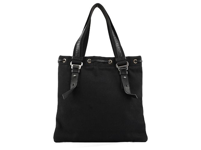 Yves Saint Laurent Borsa Tote YSL 123435 in tela e velluto nero - vista 3