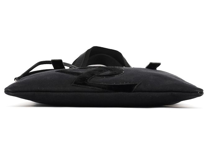 Yves Saint Laurent Borsa Tote YSL 123435 in tela e velluto nero - vista 5