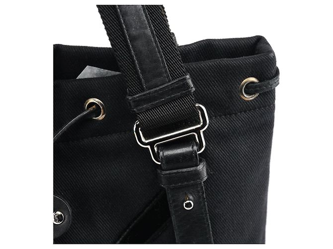Yves Saint Laurent Borsa Tote YSL 123435 in tela e velluto nero - vista 6