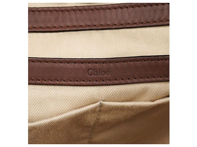Chloé Borsa Tote in pelle marrone con manico a nodo - vista 11