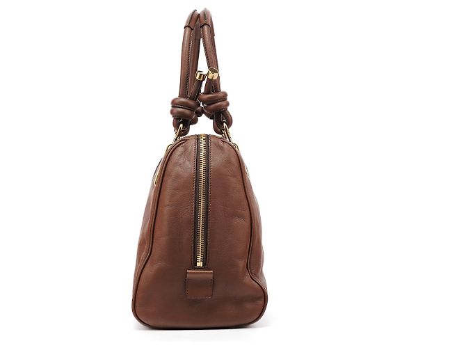 Chloé Borsa Tote in pelle marrone con manico a nodo - vista 2