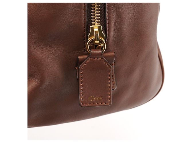 Chloé Borsa Tote in pelle marrone con manico a nodo - vista 6