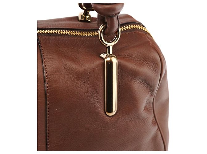 Chloé Borsa Tote in pelle marrone con manico a nodo - vista 7