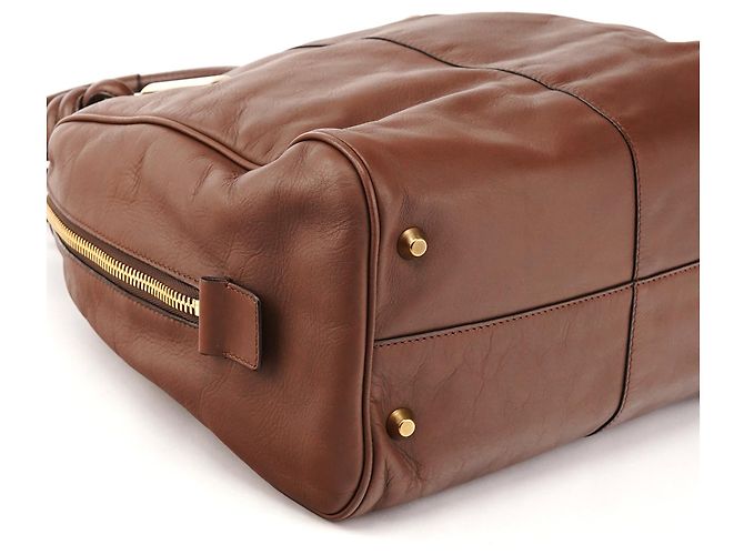 Chloé Borsa Tote in pelle marrone con manico a nodo - vista 8