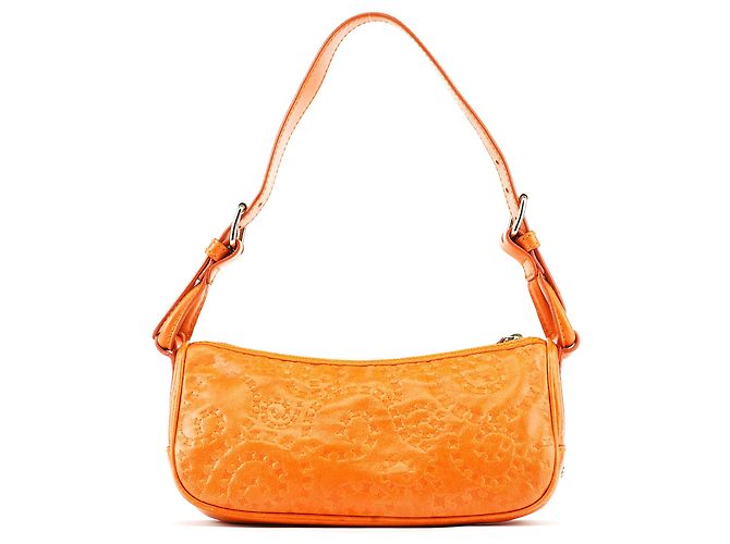 Céline Borsa a tracolla in pelle goffrata arancione - vista 3