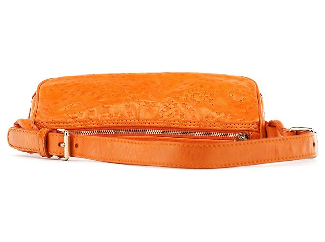 Céline Borsa a tracolla in pelle goffrata arancione - vista 4