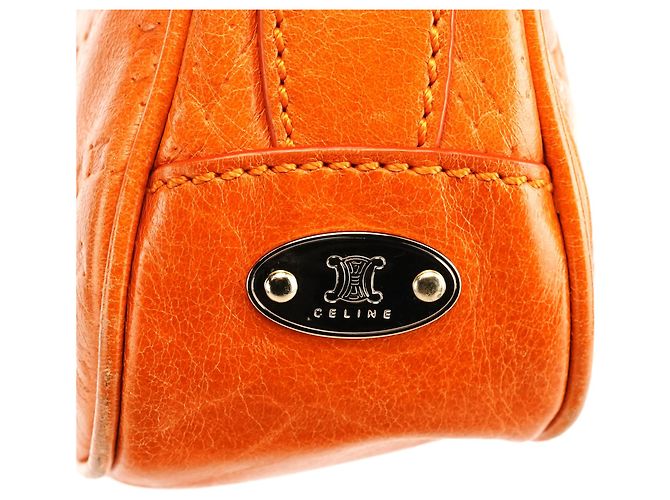 Céline Borsa a tracolla in pelle goffrata arancione - vista 6