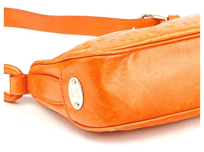 Céline Borsa a tracolla in pelle goffrata arancione - vista 9
