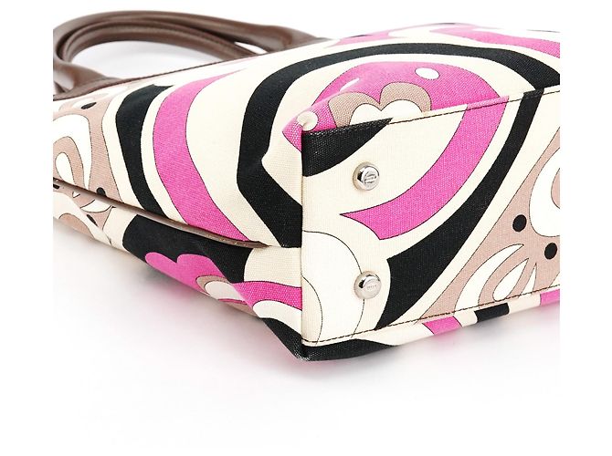 Emilio Pucci Multicolor rosa Canvas Floral Print Tote Bag - Ansicht 8