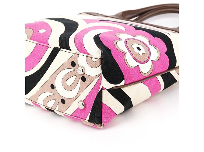 Emilio Pucci Multicolor rosa Canvas Floral Print Tote Bag - Ansicht 9