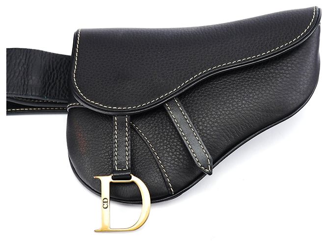 Dior Borsetta da vita Saddle in pelle di vitello nera - vista 2