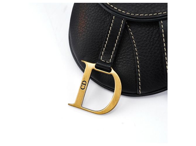 Dior Borsetta da vita Saddle in pelle di vitello nera - vista 3