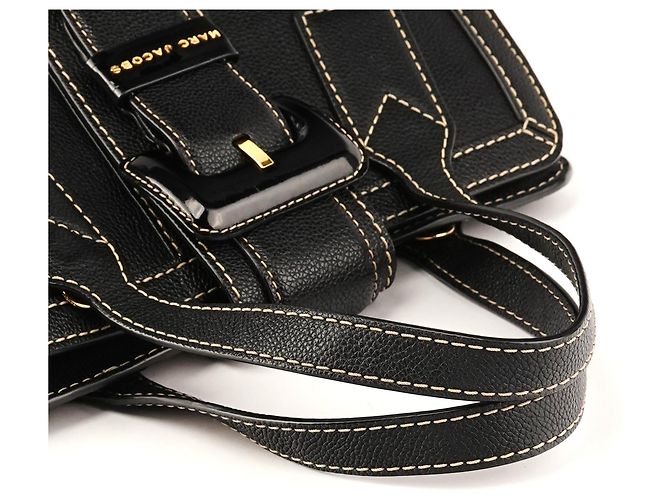 Marc Jacobs  mala de couro granulado preto com fivela - vista 8