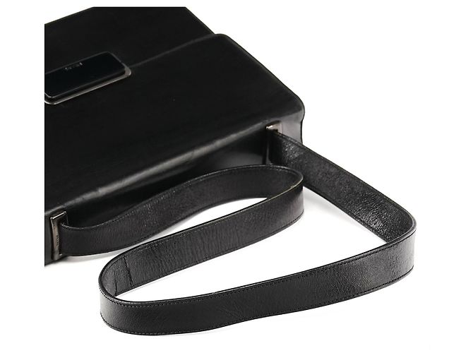 Prada Borsa a tracolla con patta B7417 in pelle nera - vista 10