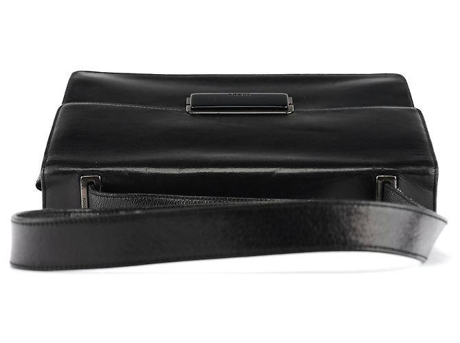 Prada Borsa a tracolla con patta B7417 in pelle nera - vista 4