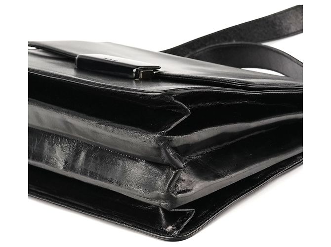 Prada Borsa a tracolla con patta B7417 in pelle nera - vista 9
